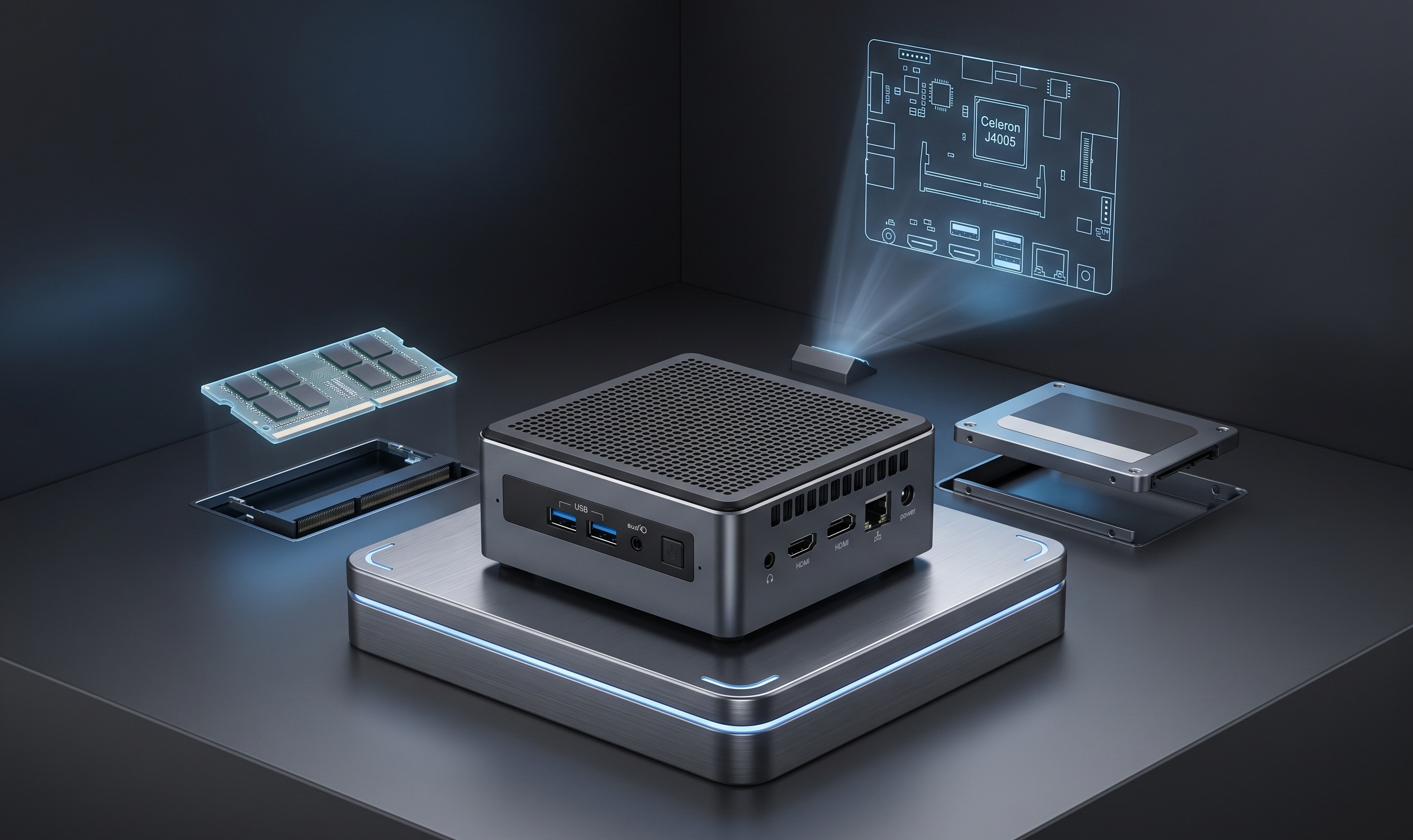 Intel Celeron N3050 Mini PC Schematic and Hardware Render